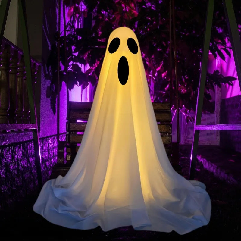 Decoração de Fantasma de Halloween em Pé com Chapéu de Bruxa, Fantasma Assustador para Jardim, Casa, Festa Interna, Casa Assombrada, Suprimentos de Decoração