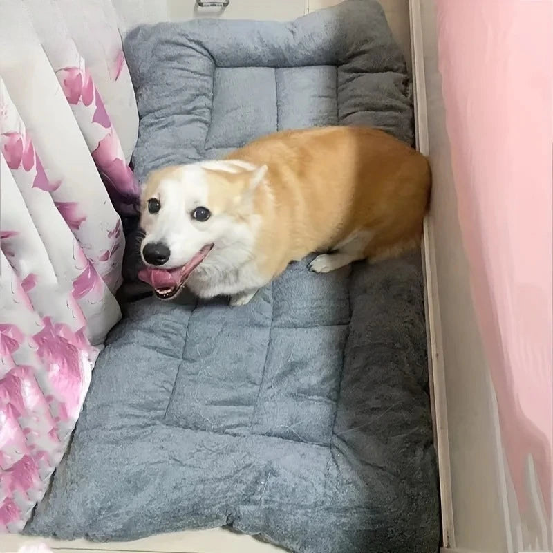 Grande cama de pelúcia para cães, sofá engrossado, super macio, poliéster, tapete para animais de estimação, caixa para cães pequenos, médios e grandes