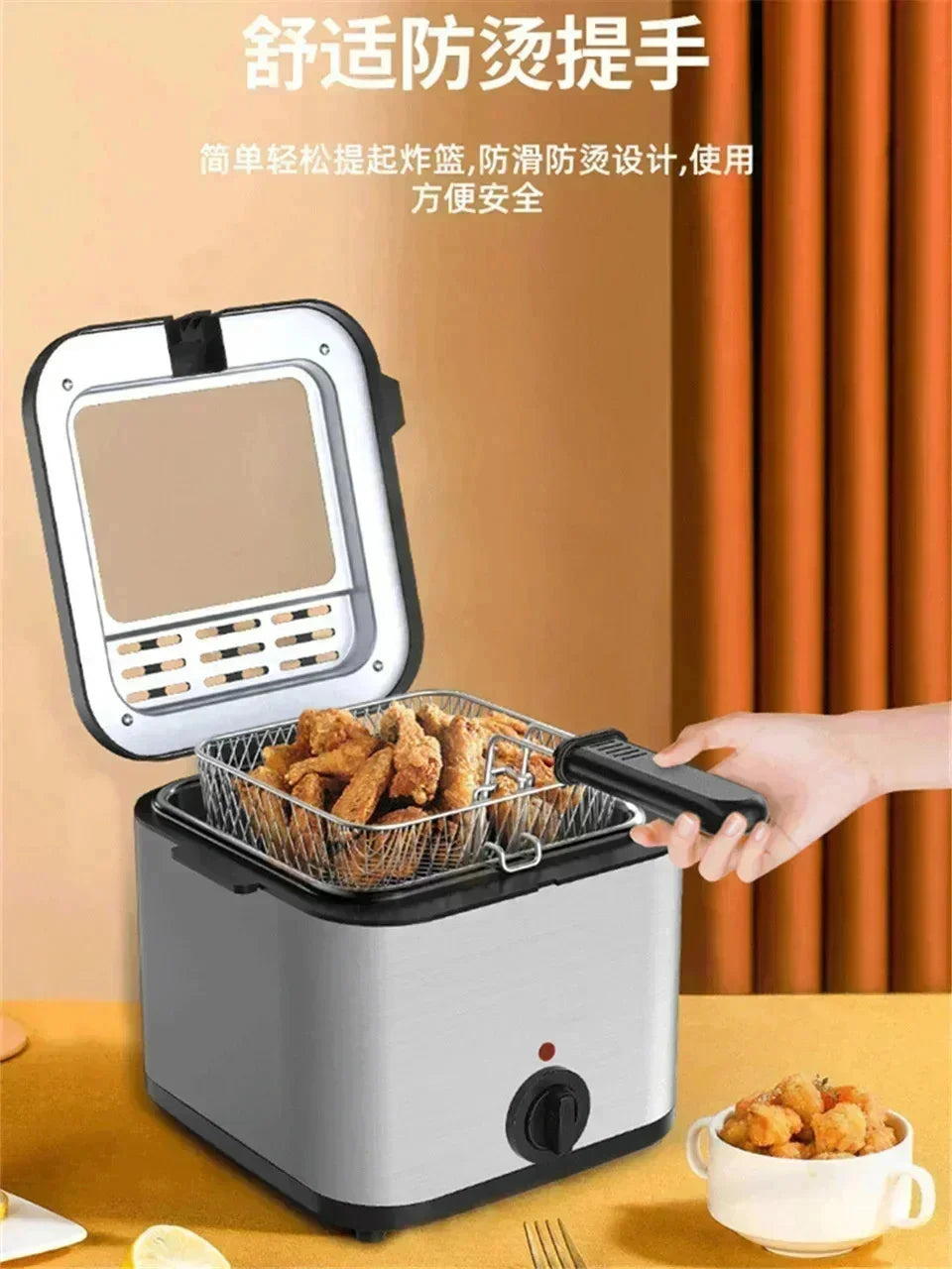 110v 220v 1000w 2.5l casa multi funcional fritadeira elétrica óleo batatas fritas asas de frango lanche máquina