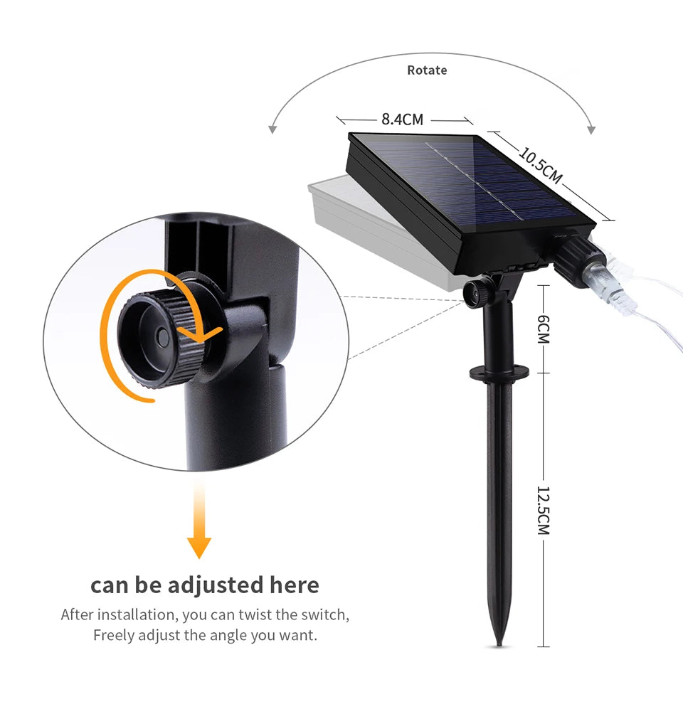 Luzes solares LED à prova d'água para exterior, cordão de luzes de fada, guirlanda de jardim, lâmpada solar de painel grande para decoração de festas