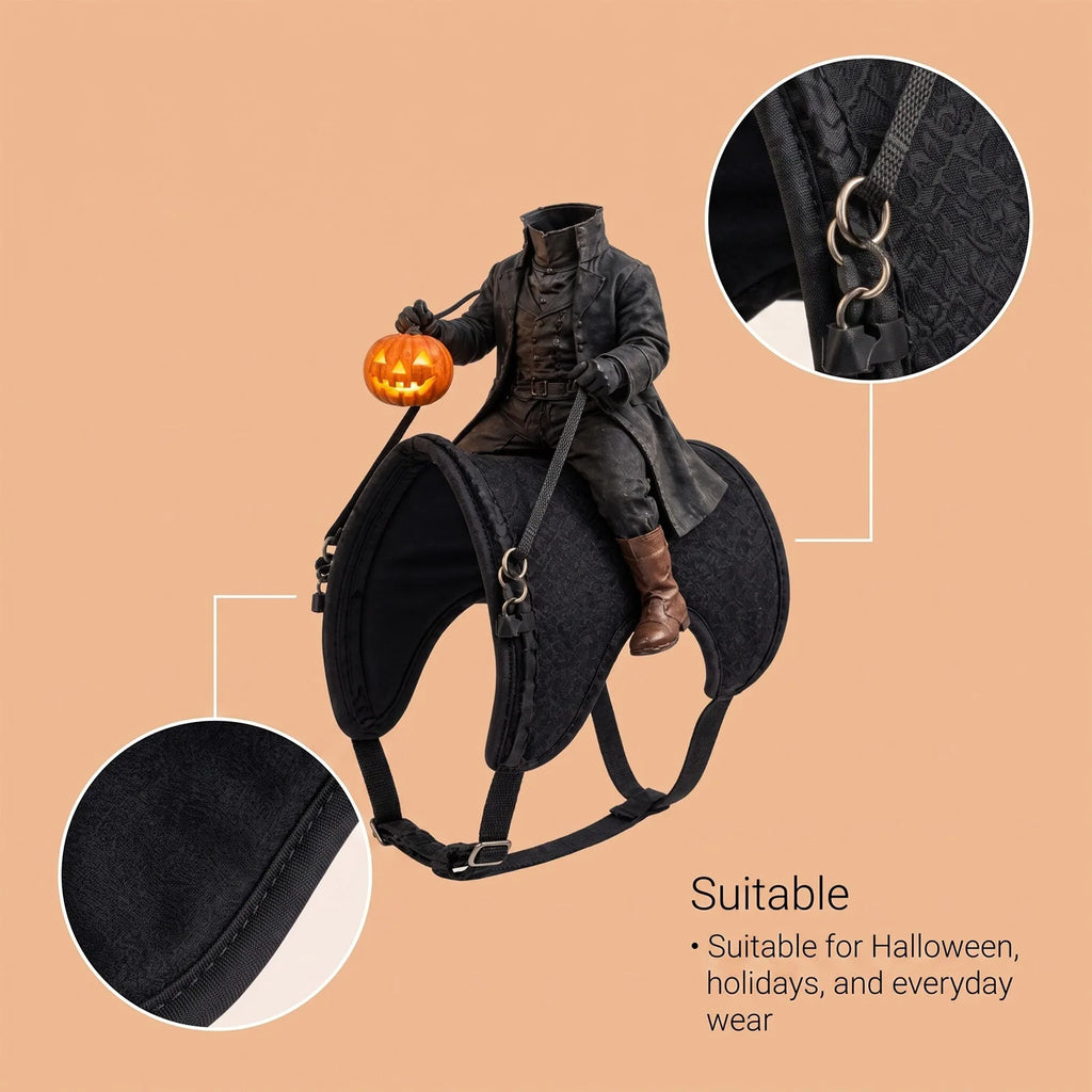Fantasia de Gato Cavaleiro Sem Cabeça para Festa de Halloween, Ilusão 3D Assustadora de Cavalo, Fantasias de Cavaleiro Sem Cabeça para Animais de Estimação, Cosplay de Cavaleiro das Trevas