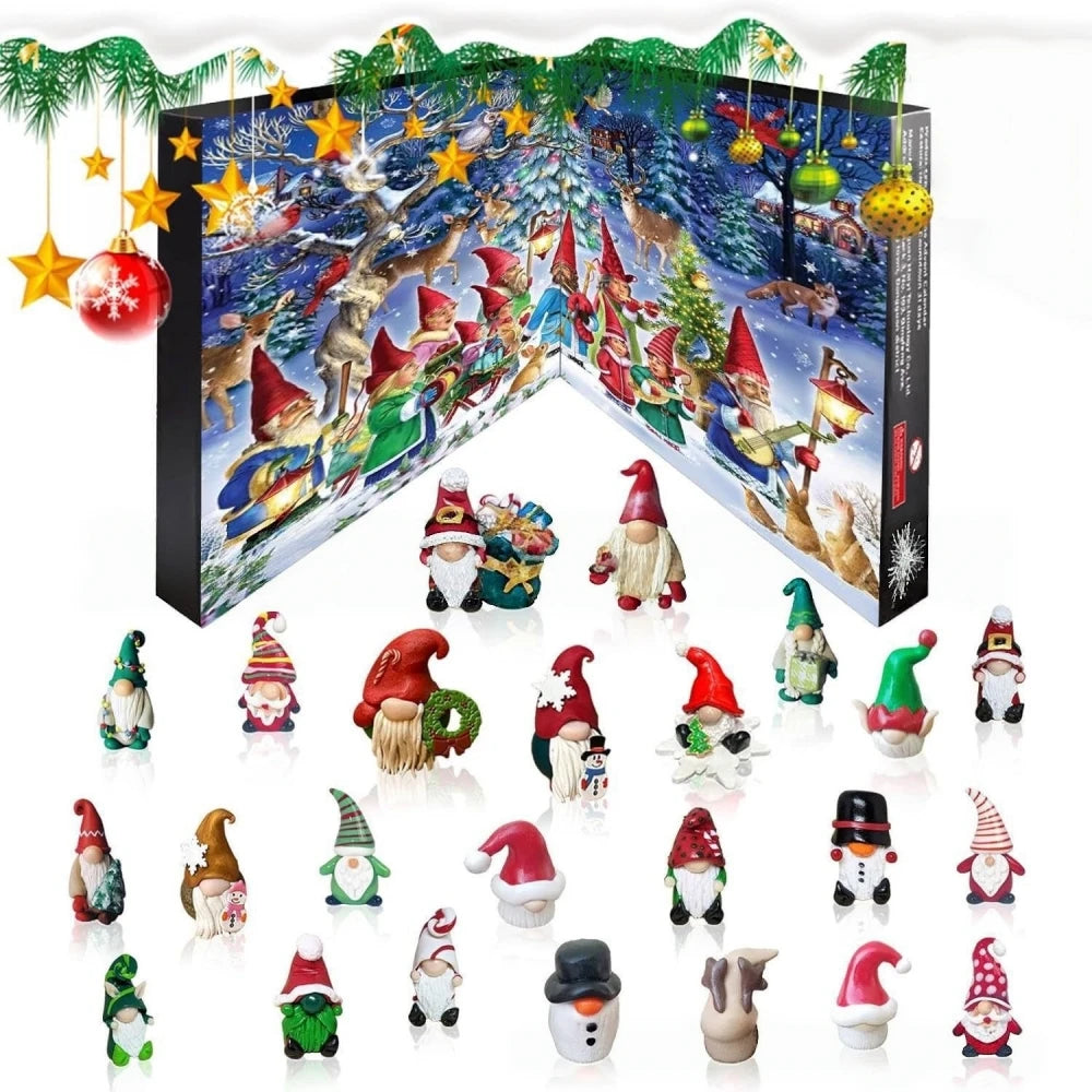 Calendário do Advento de Contagem Regressiva para o Natal de 24 Dias, Conjunto de 24 Peças de Ornamentos em Resina, Decorações de Mesa de Natal para Festas de Fim de Ano