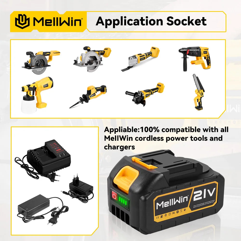 MELLWIN 12000PSL Máquina de Graxa Elétrica Sem Fio de Alta Pressão para Manutenção Automotiva, Ferramenta de Lubrificação a Óleo para Bateria Makita 18V