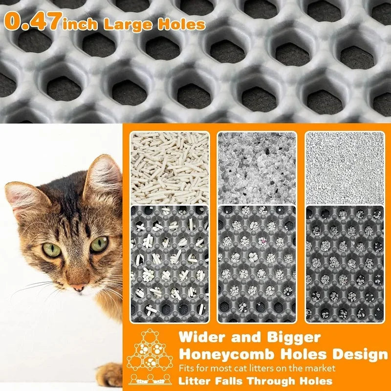 Tapete para Caixa de Areia para Gatos, Resistente, Impermeável, 2 Camadas, Antiderrapante, Lavável, Protetor de Piso para Animais de Estimação, Retentor de Areia, Produto para Animais de Estimação