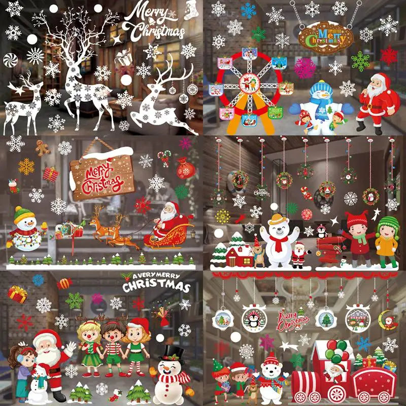 Adesivo de janela de natal, decorações de feliz natal para casa 2024, ornamento de natal, presentes de natal, ano novo 2025