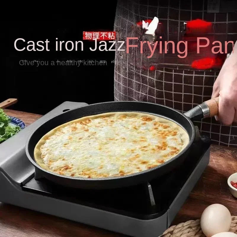 Frigideira de ferro fundido de 26cm, não revestida, antiaderente, ovo, panqueca, crepe, bife, frigideira, fogão de indução a gás, panelas de cozinha Kasa & Pet Store