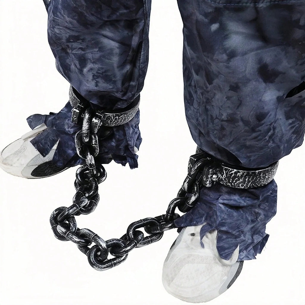 Itens de maquiagem e decoração para festas de Halloween, algemas, correntes de ferro, acessórios de prisioneiro de terror, pulseiras de imitação de plástico, grilhões, correntes.