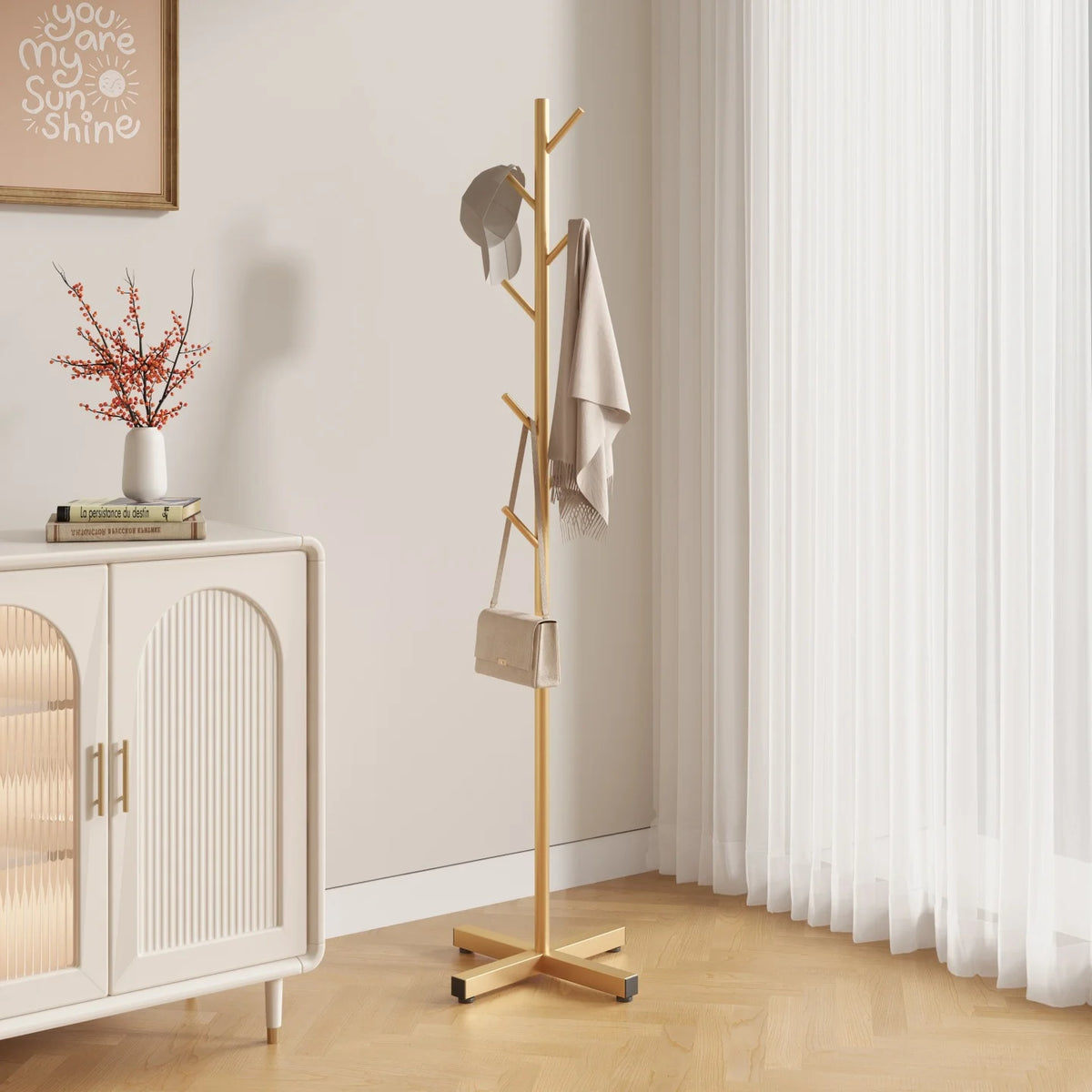 Cabideiro de Chão para Roupas, Organizador Simples para Quarto e Sala de Estar, Suporte de Exibição de Roupas