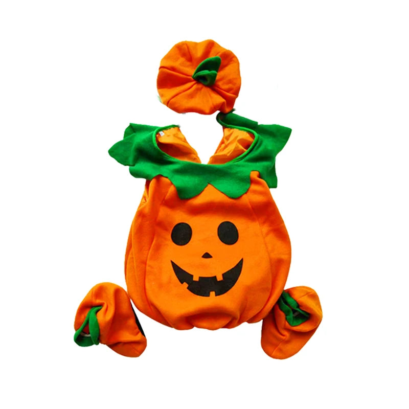 Macacão Infantil 2026 para Meninas e Meninos, Fantasia de Abóbora de Halloween com Chapéu, Cosplay para Apresentação em Palco, Fantasia para Festa de Natal