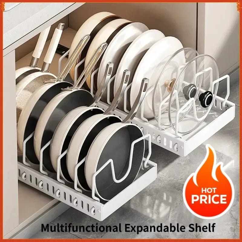1pc cozinha multifuncional organizador retirar para panelas/panelas tampa deslizante titular rack de especiarias & prato secagem cremalheiras gaveta organizador