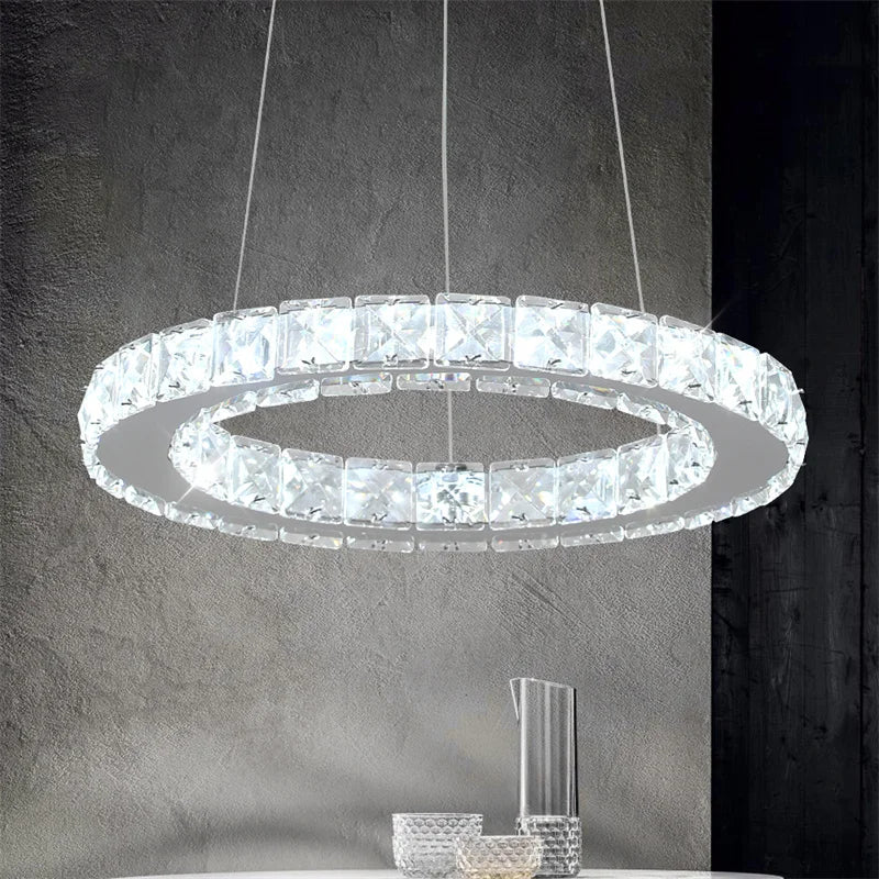 Led anel de luxo luzes pingente para sala estar jantar lustre moderno decoração casa lâmpada do teto nordic luminária lustre