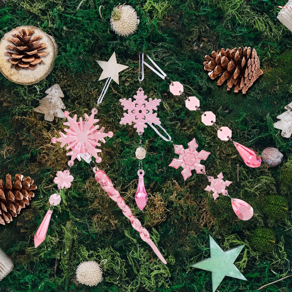 Ornamentos de cristal acrílico de natal decoração de festa de natal 2025 natal floco de neve enforcamentos navidad natal presente de ano novo 2026