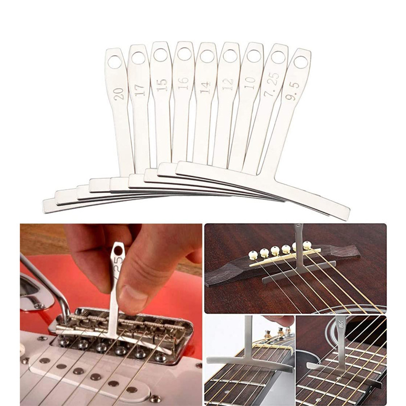 Kit de ferramentas para reparo de manutenção de guitarra, organizador de cordas, régua de ação, ferramenta de medição, chave sextavada, conjunto de arquivos fin