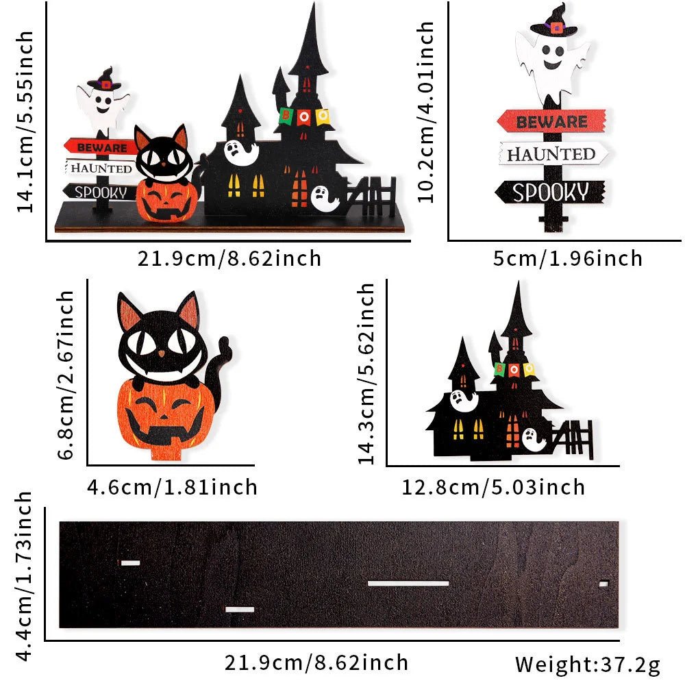 Decoração de mesa de Halloween, logotipo central de abóbora de madeira para casa assombrada, decoração assustadora de Halloween para mesas de reuniões familiares - Kasa & Pet