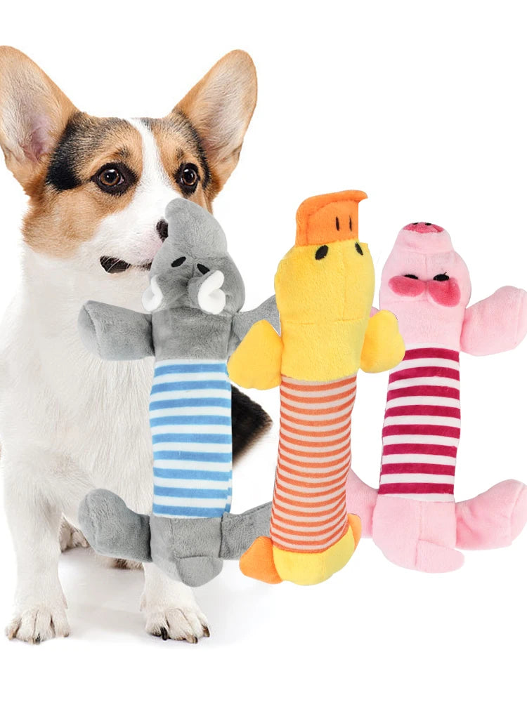Apto para todos os animais de estimação cão gato velo brinquedos popular rangido mastigar som bonecas elefante pato porco animal de estimação engraçado brinquedos de pelúcia