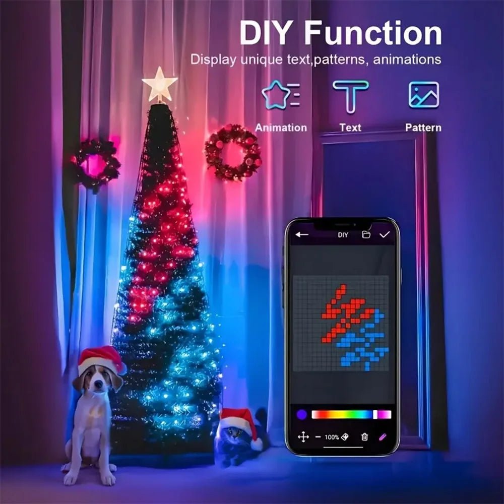 Luzes LED para Árvore de Natal 400 LEDs, Luzes de Cordão RGB Inteligentes para Decoração de Feriados, Controle por APP/Remoto