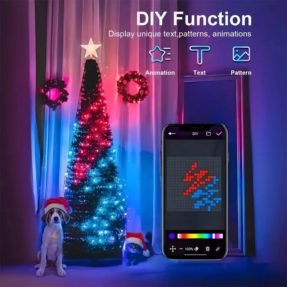 Luzes LED para Árvore de Natal 400 LEDs, Luzes de Cordão RGB Inteligentes para Decoração de Feriados, Controle por APP/Remoto