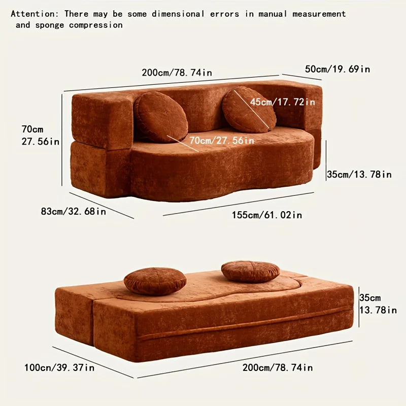Sofá-cama com compressão a vácuo, sofá retrô, sofá dobrável duplo vintage para sala de estar, sofá modular de tecido para apartamento pequeno.