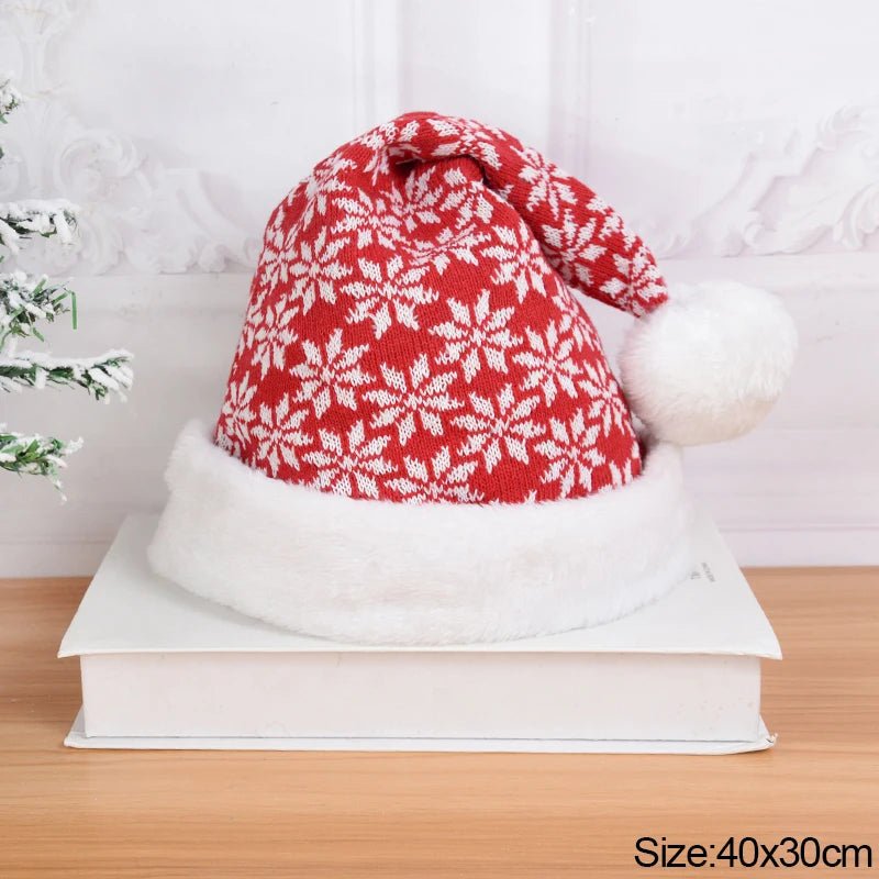 Gorro de Natal Tricotado 2026 com Pompom Fofo para Adultos, Touca Macia de Papai Noel, Presente de Ano Novo para Família, Decoração de Natal