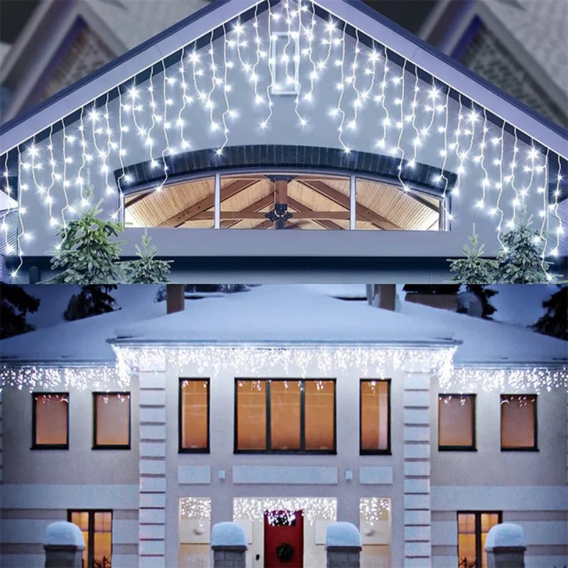 Decoração de Natal 2024 Led Lights Outdoor Street Garland 8/12M Waterproof Connector Icicle Light Ano Novo 2023 Decor para Casa,arvore de natal,cortinas,luzes de natal,natal decoração,pisca pisca de natal - Kasa & Pet