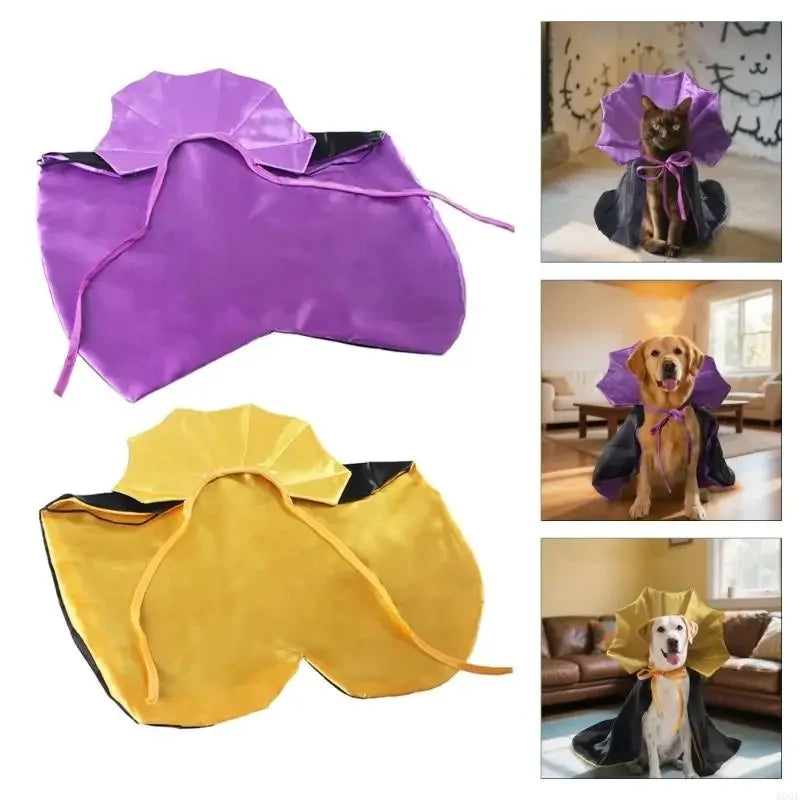 Fantasia halloween para animais estimação, capa fácil usar, amarrada, design confortável, poliéster, roupa para cosplay