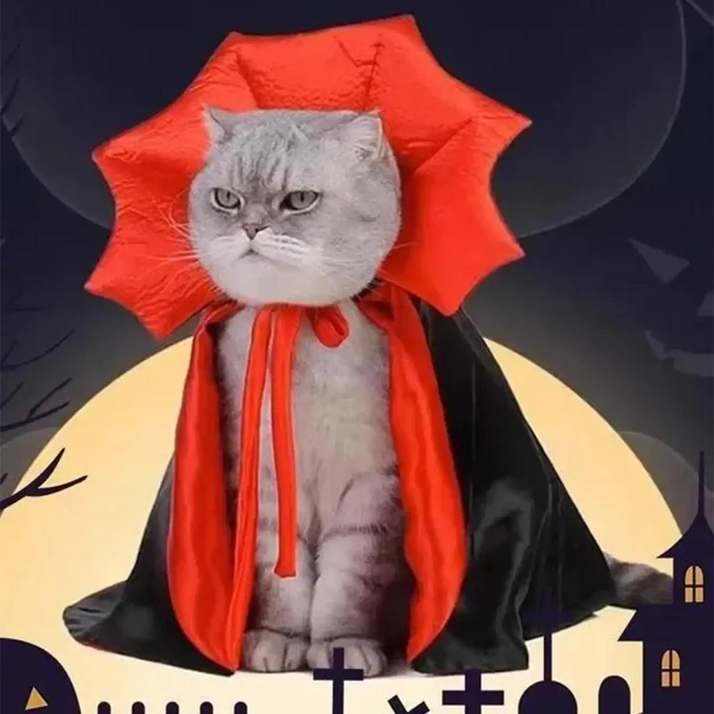 Fantasia de Morcego para Animais de Estimação, Capa de Vampiro Vermelha e Preta Ajustável para Cães e Gatos, Cosplay Engraçado para Filhotes Pequenos e Médios em Festas de Halloween