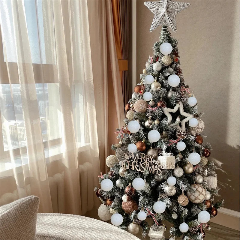 12/6 pçs bolas de natal brancas árvore de natal pendurado ornamentos glitter bola de natal bauble pingentes decoração para casa presentes de ano novo noel