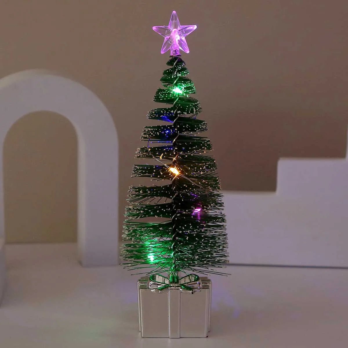 Luminoso mini árvores de natal luzes led decoração para casa velas eletrônicas presentes das crianças ano novo festa de natal ornamento - Kasa & Pet