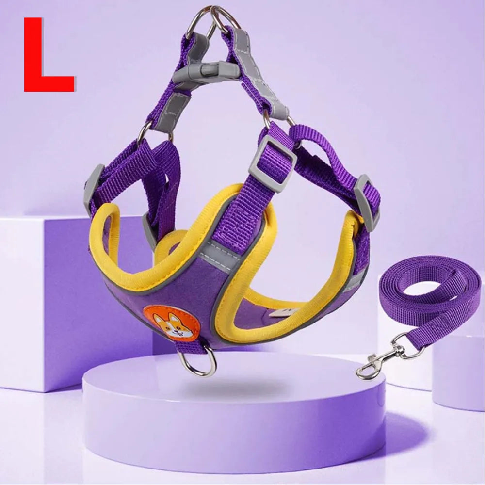Coleira Peitoral Ajustável Para Cães Gatos Passeio Confortável Material Nylon Ergonômico Seguro