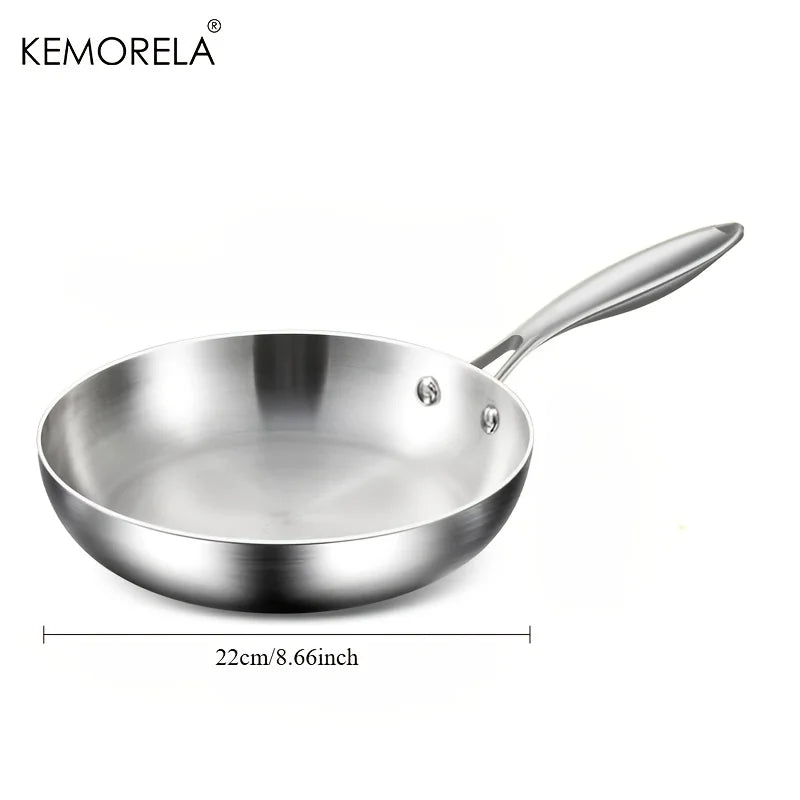 Frigideira de aço inoxidável KEMORELA 316, design polido espelhado, vários tamanhos de aço inoxidável de três camadas para fogões de indução Kasa & Pet Store