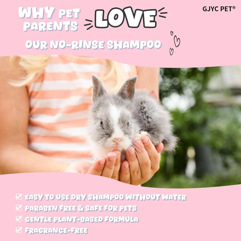 Shampoo para Pets Sem Água para Pequenos Animais, Fórmula Suave Hipoalergênica, Limpeza Profunda e Desodorização