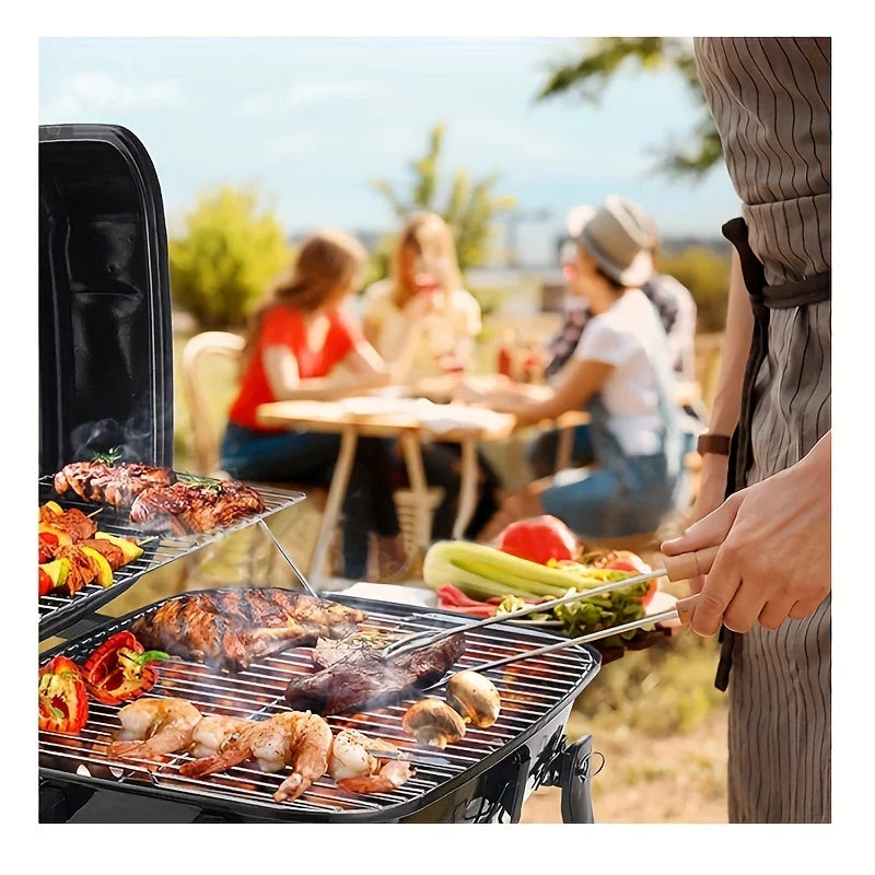Churrasqueira a Gás Portátil com Tampa, 1 Queimador, Pernas Dobráveis, Pequena Churrasqueira a Propano para Cozinha ao Ar Livre, Camping, Churrascos, Pátios e Jardins