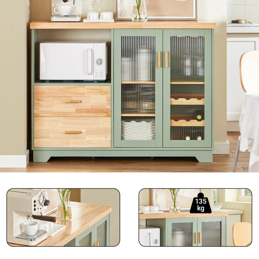 SoBuy FSB81 Buffet Buffet com 2 portas de vidro Armário de cozinha Armário de corredor Armário lateral Armário de micro-ondas