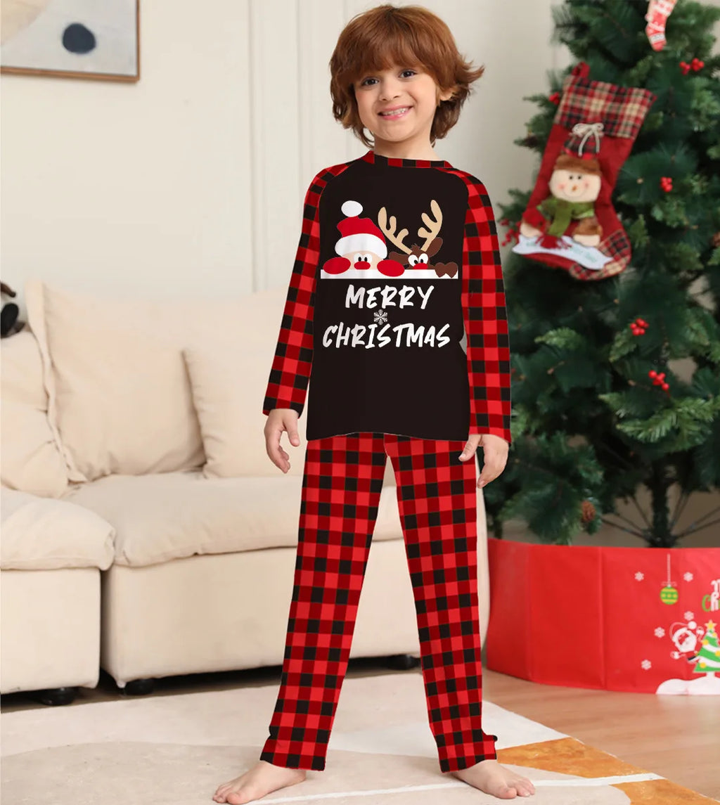 Pijamas de natal família olhar roupas papai noel impressão roupa interior feminina combinando conjunto casual solto sono roupas masculinas