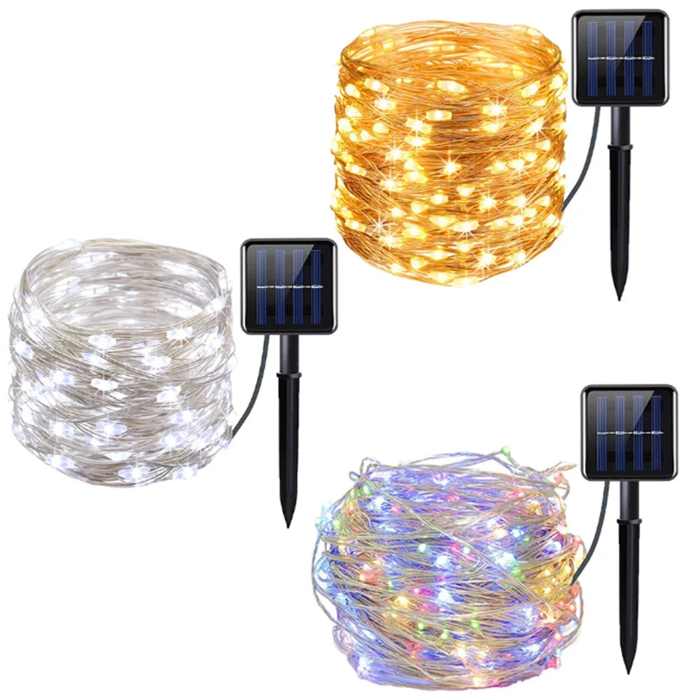 7m/12m/22m/32m led solar string luzes de fadas caminho ao ar livre guirlandas lâmpada pátio à prova dwaterproof água natal casamento jardim luzes rua