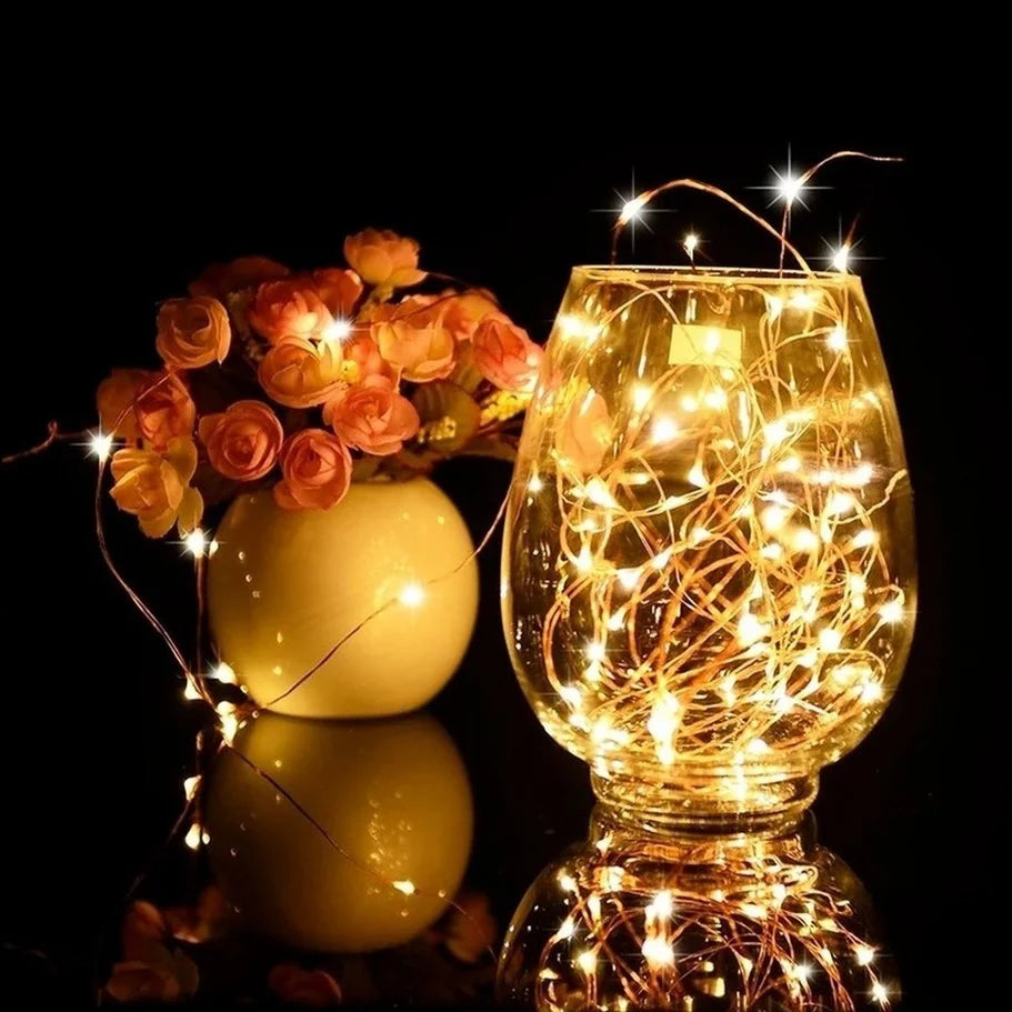 1 pçs 1m 2 3m 5m fio de cobre led luzes da corda iluminação do feriado guirlanda de fadas para a árvore de natal festa de casamento decoração natal
