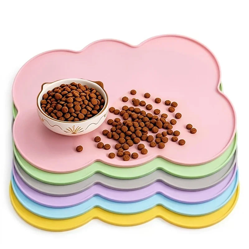 Tapete de Silicone para Animais de Estimação, à Prova de Vazamentos e Antiderrapante para Cães e Gatos, Tapete Oval para Tigelas