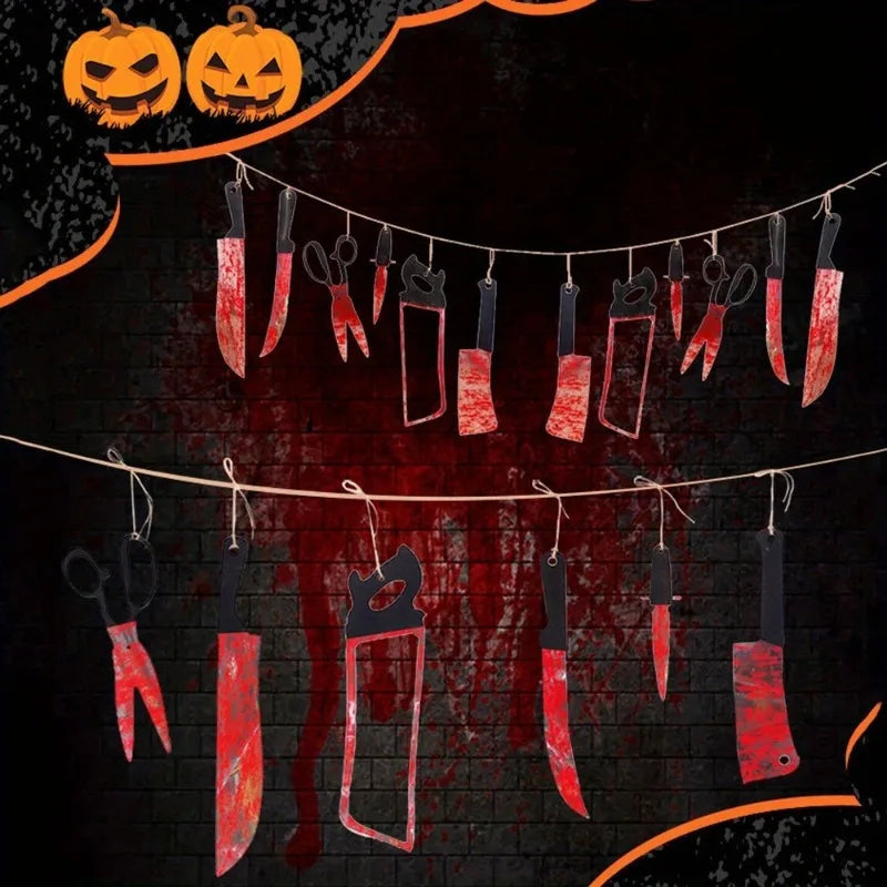 1-4 conjunto de banner sangrento de halloween, decoração suspensa de terror para casa assombrada, tema de filme, aniversário, carnaval, festa, presente de halloween