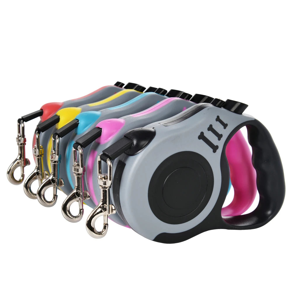 Coleira Retrátil para Cães 3m 5m Automática com Trava de Segurança em Nylon para Cães de Porte Médio, Grande e Pequeno para Caminhadas ao Ar Livre, Trilhas e Viagens