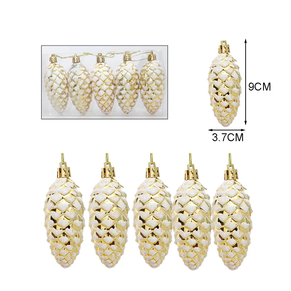Decorações de doces para árvore de natal, bastão de doces vermelho e dourado, pinhas, decoração de casa de natal 2025, enfeite de árvore de natal