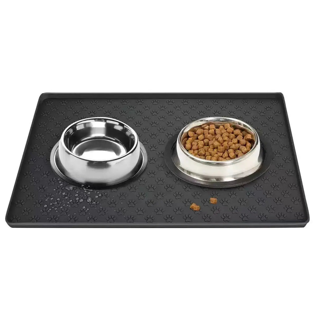 Tapete de Alimentação para Cães, Feito de Material de Silicone, Fácil de Limpar, Tapete Retangular para Refeições de Gatos e Cães com Bordas Elevadas