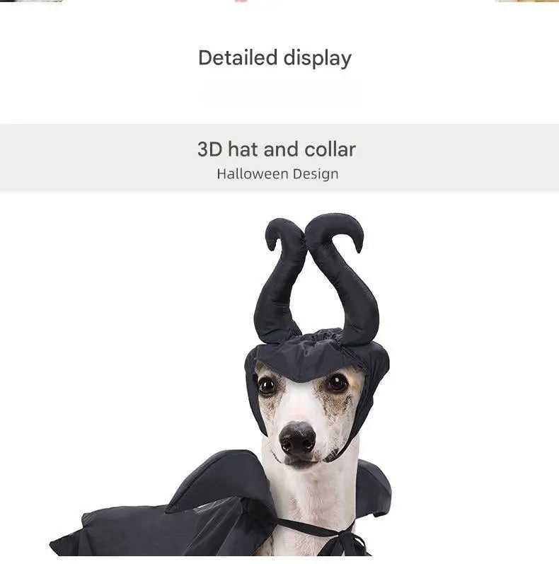 Fantasia de Halloween para Cães e Gatos, Capa com Capuz, Capa de Veludo da Maléfica, Ajustável, Vestuário para Festa de Cosplay, Brinquedo Engraçado de Bruxa para Animais de Estimação
