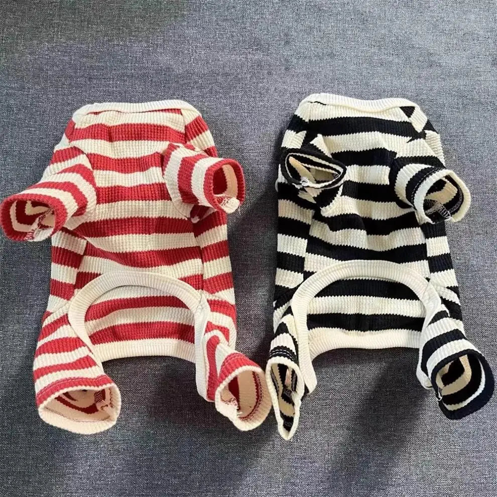 Roupa para Cães de Estimação para Outono e Inverno, Adequada para Filhotes Pequenos com Quatro Patas e Listras Quentes