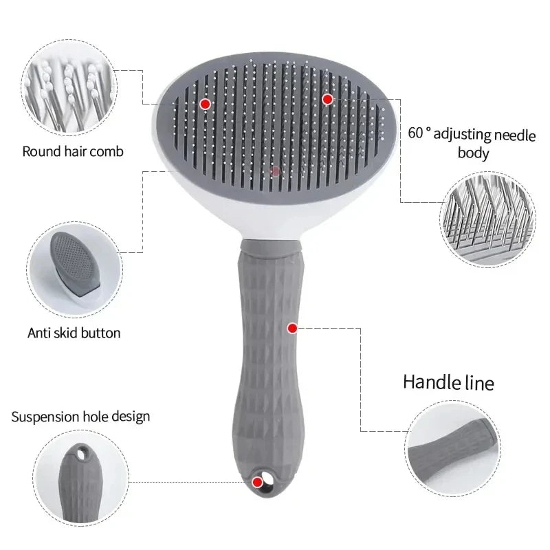 Escova para cães e gatos, pente autolimpante para remoção de pelos de animais de estimação, ferramentas para limpeza de cães e gatos, acessórios para cães