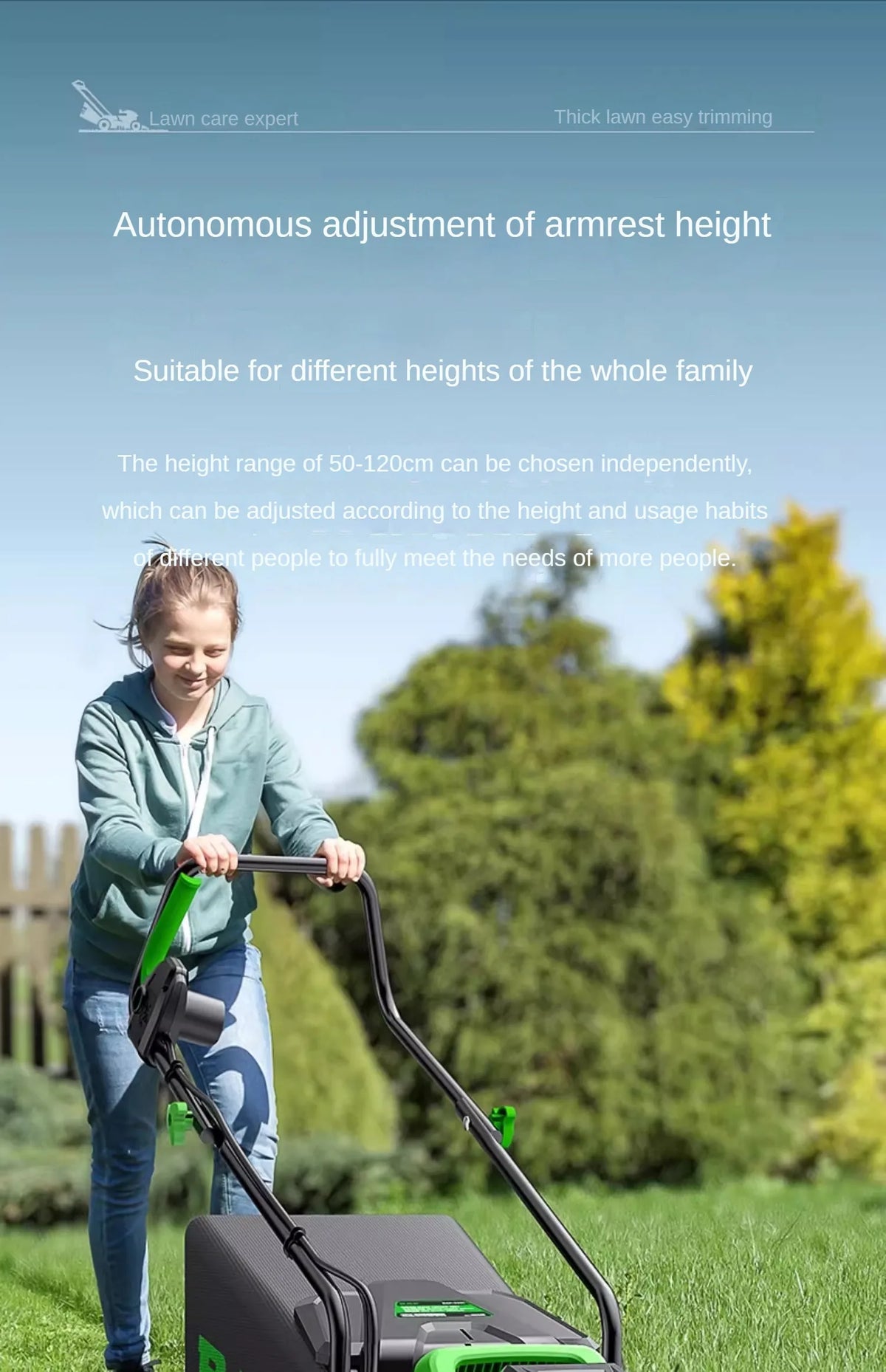 Cortador de grama elétrico de alta potência – perfeito para jardas grandes, eficiência estilo push e operação com fio incluída
