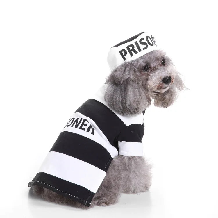 Fantasia de cachorro de prisioneiro para animais de estimação de Halloween