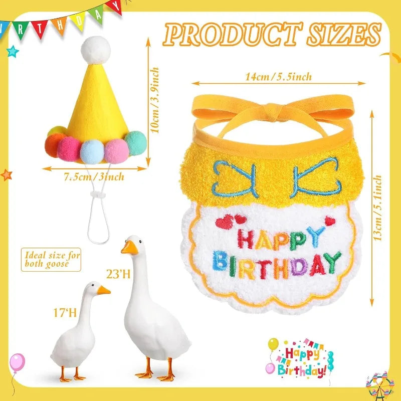 Chapéu de Festa para Animais de Pelúcia, Chapéus de Aniversário para Cães, Gatos, Coelhos, Filhotes, e Roupas para Gansos, Decoração de Patos de Plástico e Cimento