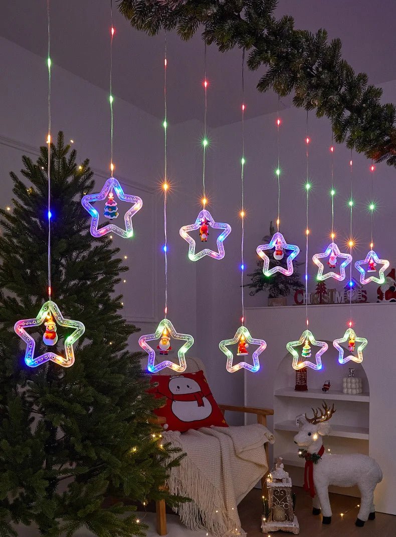 Decoração de lâmpada de janela de natal luzes de cortina de fadas 8 modos de trabalho luzes de corda de árvore de natal para festa de casamento decoração de casa