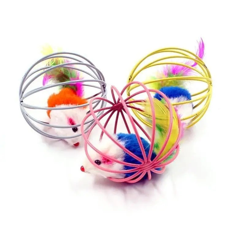 Engraçado enjaulado mouse pet brinquedo rato bola para gato cão animal de estimação novidade brinquedo suprimentos para animais de estimação