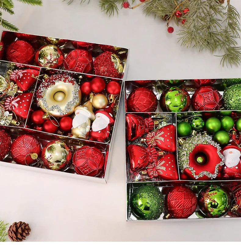 Conjunto de Bolas de Natal com Formatos Variados, Enfeites de Natal Inquebráveis para Pendurar, Bolas, Donuts, Gnomos, Pinhas, Decoração de Natal para Casa